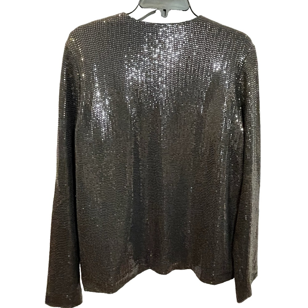 Carmen Marc Valvo Women's M Open Front Sequin Holiday Evening Jacket Blazer - Picture 2 of 12
